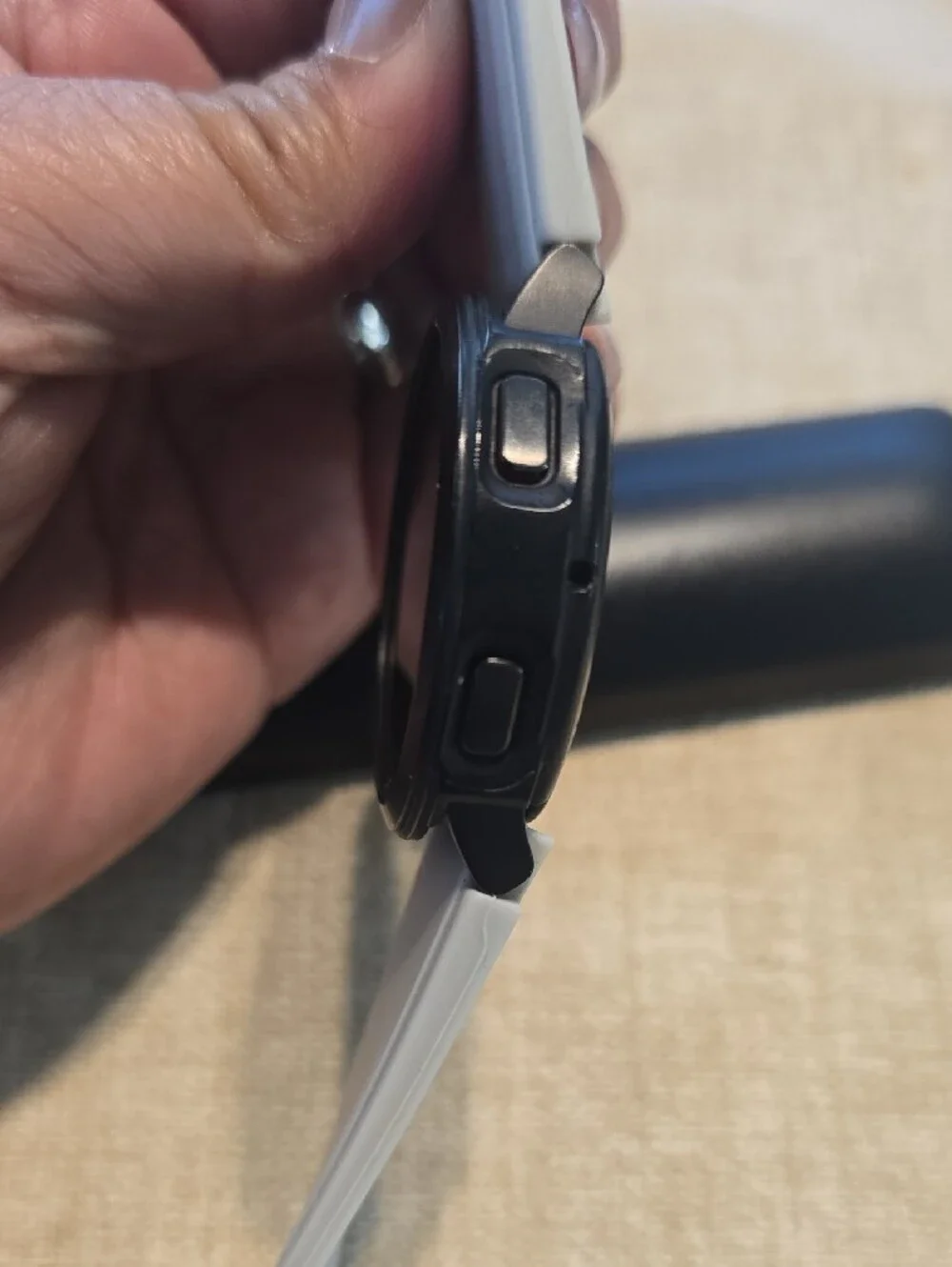 Samsung Smartwatch with Light Gray Silicone Strap